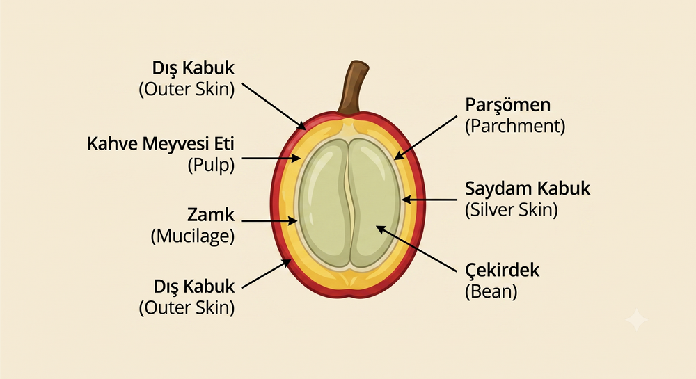 Kahve kirazı katmanları diyagramı
